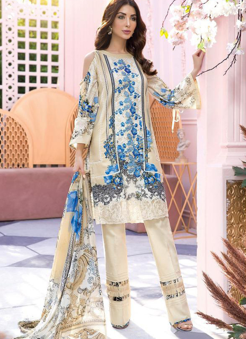 Online Wholesale Cream Pure Cotton Resham Work Designer Daily Wear Pakistani Suits Firdous Vol 2 900601 By Deepsy SC 015673 Jamawar Suits Uk salwar kameez online india at suryavansicreation