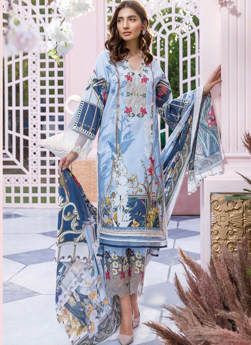 Online Boutique Blue Pure Cotton Resham Work Designer Daily Wear Pakistani Suits Firdous Vol 2 900602 By Deepsy SC 015673 Ladies Winter Kurta punjabi suits online at suryavansicreation