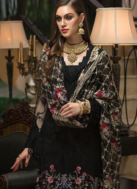 Black Georgette Zari Embroidered Party Wear Straight Cut Suits Gulbano Vol 10 800401 By Deepsy SC/015097