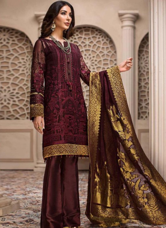 Brown Georgette Embroidered Designer Party Wear Pakistani Suits Jazmin 900401 By Deepsy SC/015523