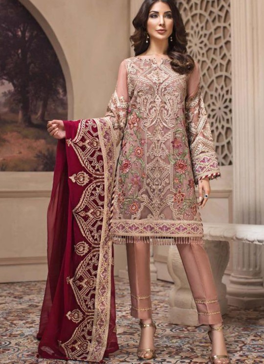 Peach Georgette Embroidered Designer Party Wear Pakistani Suits Jazmin 900404 By Deepsy SC/015523