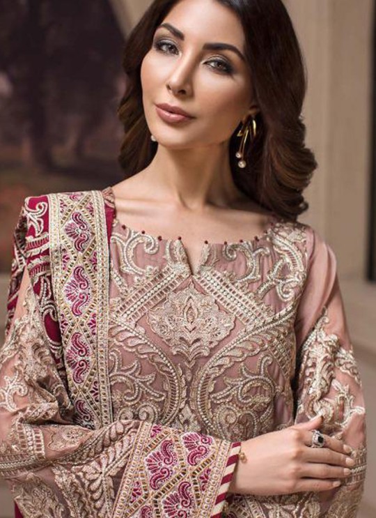 Peach Georgette Embroidered Designer Party Wear Pakistani Suits Jazmin 900404 By Deepsy SC/015523
