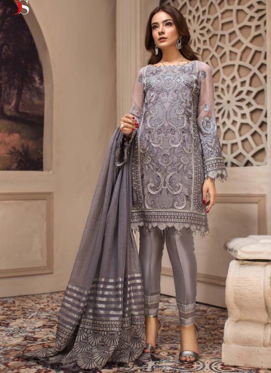 Grey Georgette Embroidered Designer Party Wear Pakistani Suits Jazmin 900405 By Deepsy SC/015523