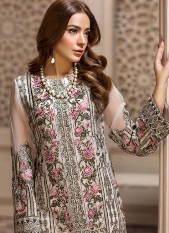 Off White Georgette Embroidered Designer Party Wear Pakistani Suits Jazmin 900406 By Deepsy SC/015523