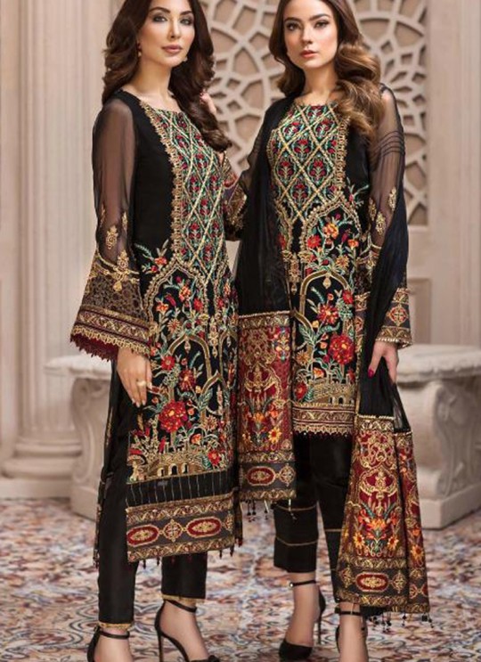 Black Georgette Embroidered Designer Party Wear Pakistani Suits Jazmin 900407 By Deepsy SC/015523