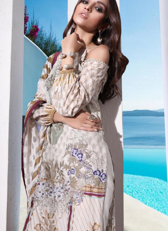 Party Wear White Cotton Pakistani Suit Muzlin Premium 025 By Deepsy SC/015804