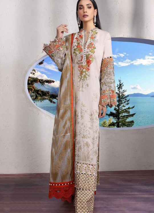 Party Wear White Cotton Pakistani Suit Muzlin Premium 027 By Deepsy SC/015804