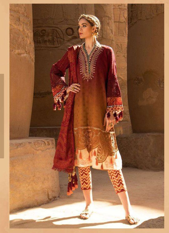Maria B Lawn 20 Vol 2 By Deepsy Brown Pure Cotton Eid Wear Pakistani Suit 571