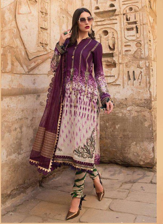 Maria B Lawn 20 Vol 2 By Deepsy Magenta Pure Cotton Eid Wear Pakistani Suit 573
