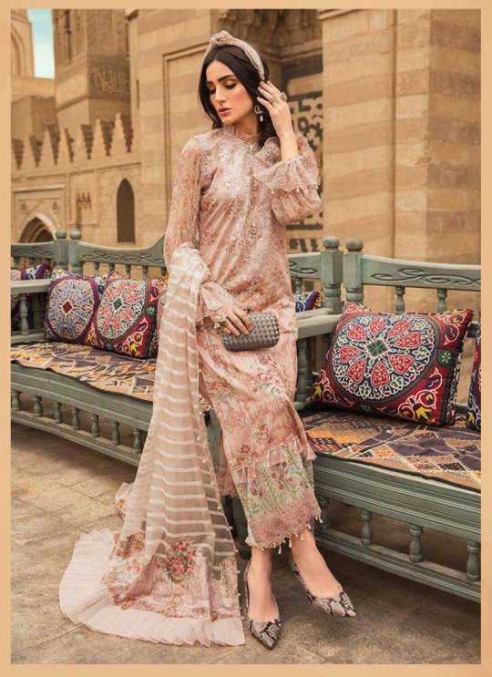 Maria B Lawn 20 Vol 2 By Deepsy Peach Pure Cotton Eid Wear Pakistani Suit 574
