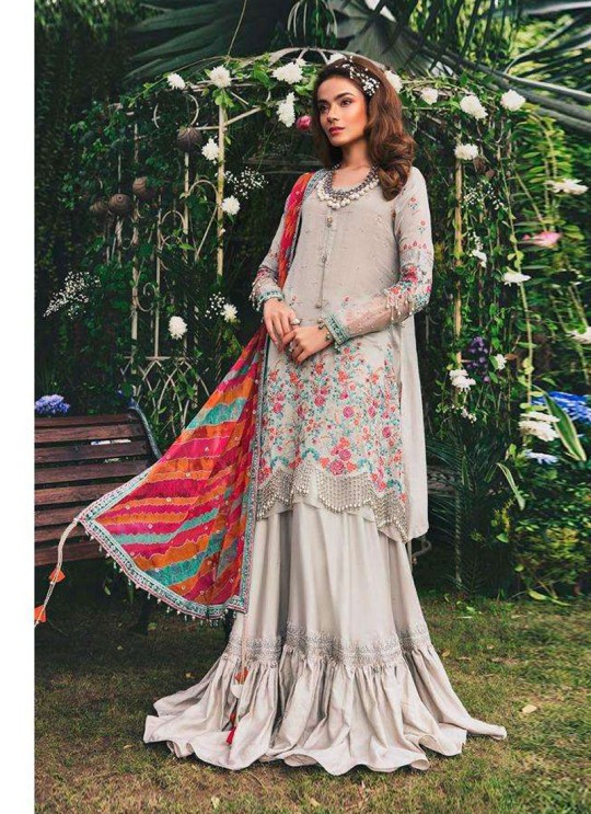 Maria B By Deepsy Grey Pure Cotton Eid Wear Pakistani Suit 431