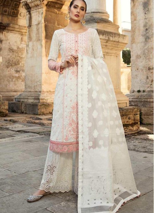 Off White Pure Cotton Sifali Work Summer Wear Pakistani Suits Maria B Lawn Vol 19 700802 By Deepsy SC/014207