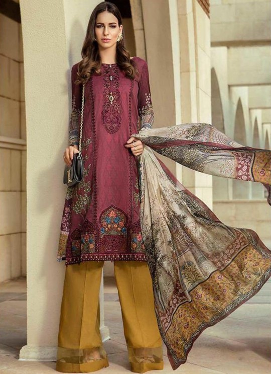 Wine Pure Cotton Embroidered Summer Wear Pakistani Suits Maria B Lawn Vol 19 700804 By Deepsy SC/014207