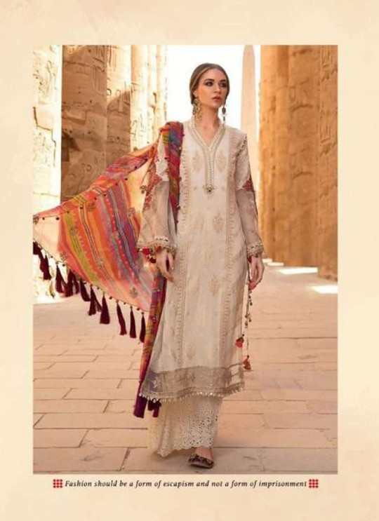 MariaB Lawn 2020 NX By Deepsy Cream Pure Cotton Eid Wear Pakistani Suit 528