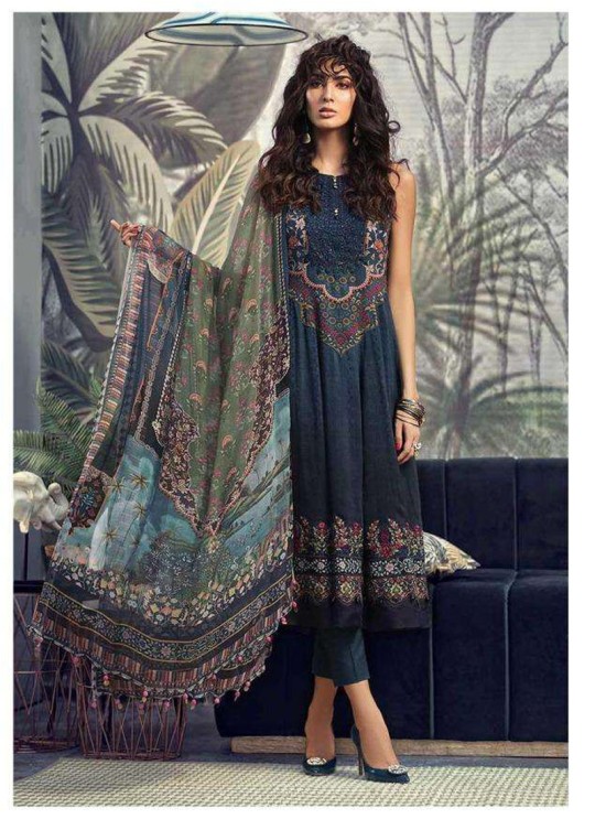 Mprint 19 By Deepsy Blue Pure Cotton Eid Wear Pakistani Suit 243