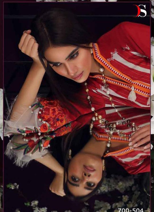 Red Pure Cotton Printed Casual Wear Pakistani Suits Muslin Vol 5 700504 By Deepsy SC/015044