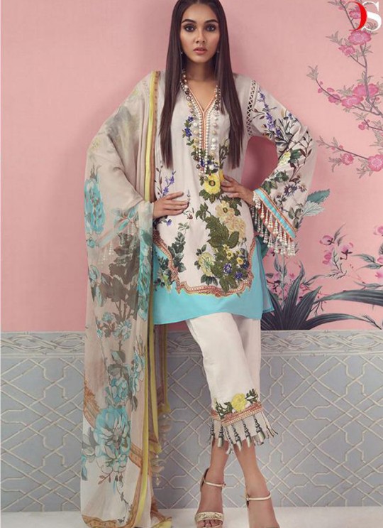 Cream Pure Cotton Printed Designer Pakistani Suits Muslin Vol 5 700507 By Deepsy SC/015044
