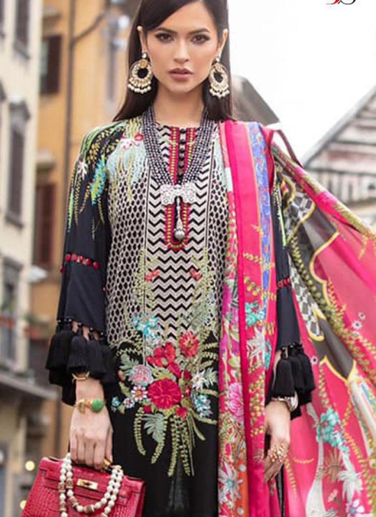 Black Cotton Zari Work Designer Party Wear Pakistani Suits Sana Safinaz Lawn Vol 19 900004 By Deepsy SC/015674