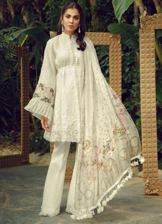 White Cotton Sifali Work Pakistani Suit Zarquash 016 By Deepsy SC/015777