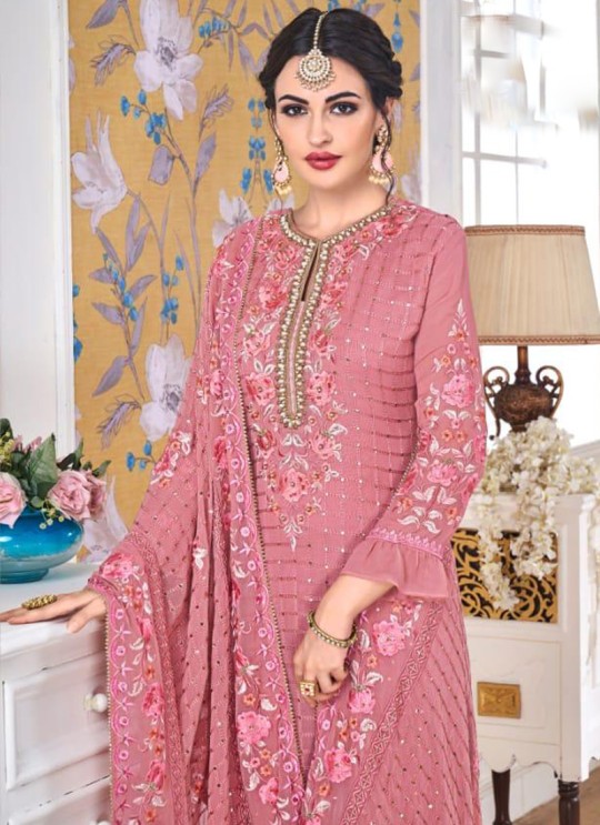 Pink Georgette Embroidered Churidar Suits Hurma VOL 15 1078 By Eba Lifestyle SC/016142