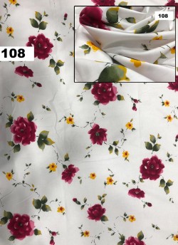 Off White Musk Cotton 100X100 Weaving Floral Print Fabric 108