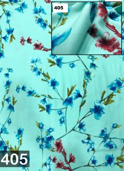 Sea Green Inayat Rayon 140 GSM Floral Print Fabric 405