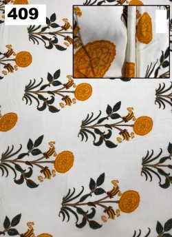 Cream Inayat Rayon 140 GSM Floral Print Fabric 409