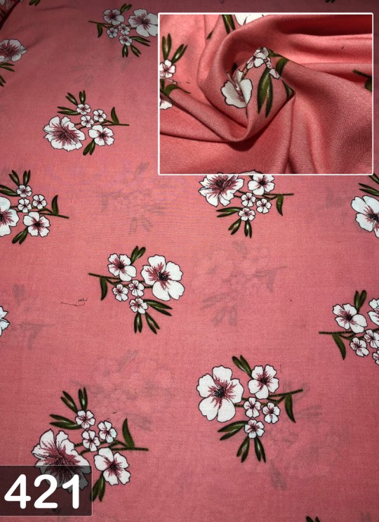 Dusty Pink Inayat Rayon 140 GSM Floral Print Fabric 421