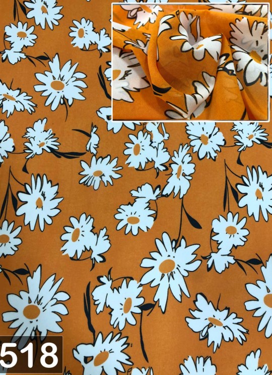 Orange Fiona Georgette Floral Print Fabric 518