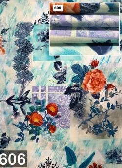 Blue Melody cotton Floral Print Fabric 606