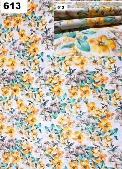 Cream Melody cotton Floral Print Fabric 613
