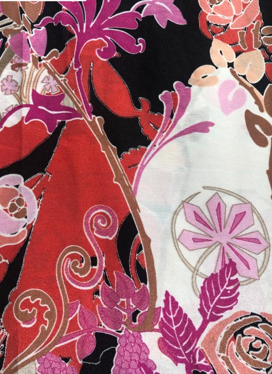 Multicolor Rubaru Satin Printed Fabric 215A