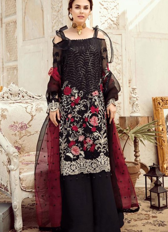 Party Wear Georgette & Net Pakistani Suits In Black Color Rosemeen Fairy Tales 56006 By Fepic SC/015999