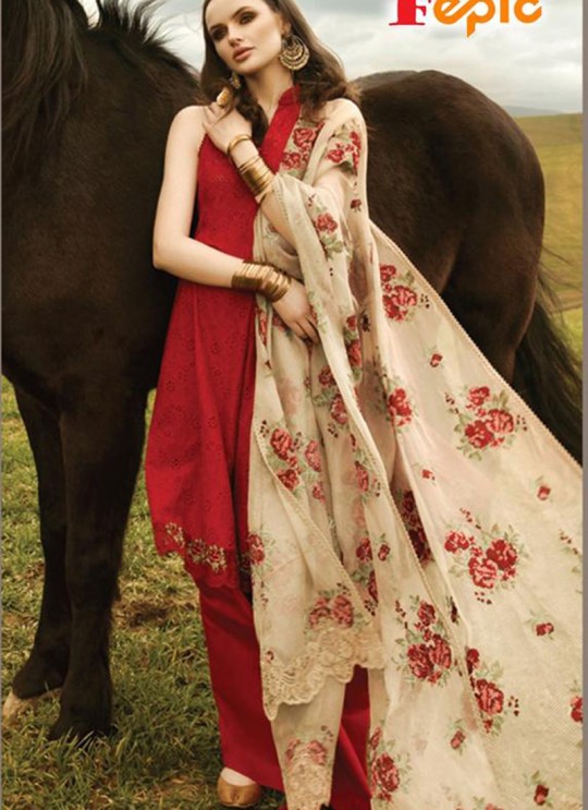 Red Cambric Festival Wear Pakistani Suits Artist NX 37005 By Fepic SC/015337