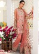 Peach Organza Embroidered Party Wear Pakistani Suits El Monte By Fepic SC/016238