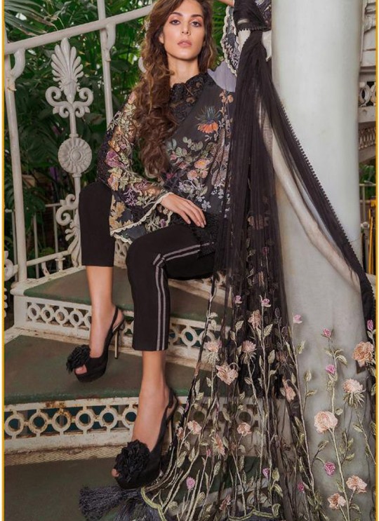 Black Cambric Cotton Embroidered Party Wear Pakistani Suits Rosemeen Crosslawn By Fepic SC/016294