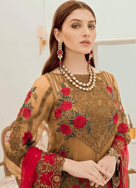 Gold Georgette Embroidered Ceremony Wear Pakistani Suits Rosemeen Riona By Fepic SC/016317