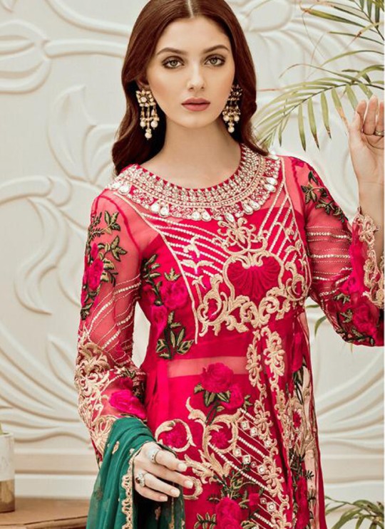 Pink Net Embroidered Ceremony Wear Pakistani Suits Rosemeen Riona By Fepic SC/016317