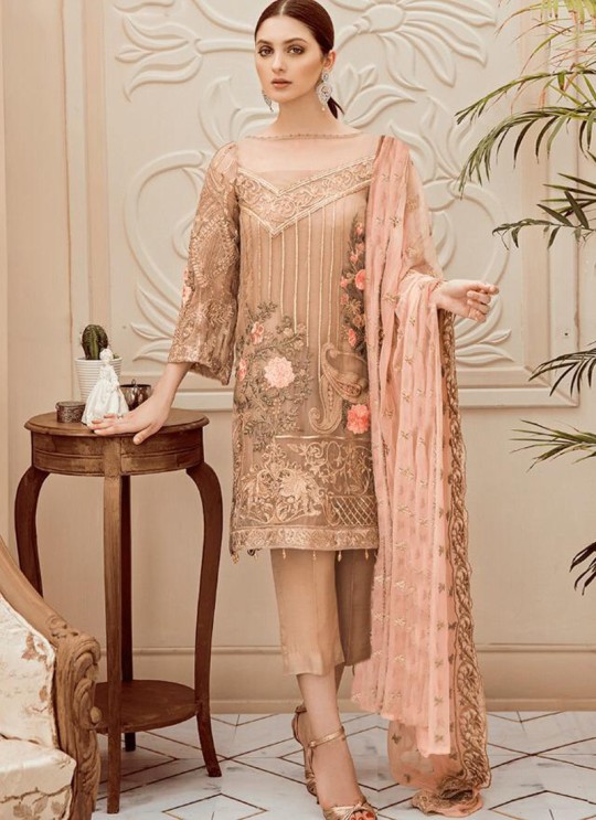 Beige Georgette Embroidered Ceremony Wear Pakistani Suits Rosemeen Riona By Fepic SC/016317