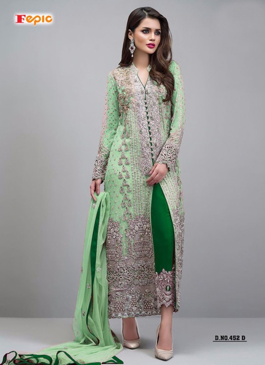 Green Faux Georgette Party Wear Pakistani Suits Sanober Vol 2 452 Green By Fepic SC/012279