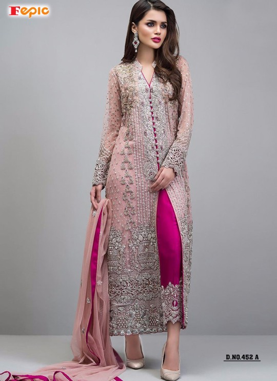 Pink Faux Georgette Party Wear Pakistani Suits Sanober Vol 2 452 Pink By Fepic SC/012276