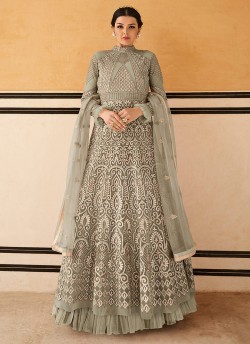 Crown By Glossy 15203 Grey Wedding Gown Style Anarkali SC-015760