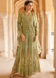 Green Net Abaya Style Anarkali For Engagement Ceremony Highness 15102A Color By Glossy SC/015098