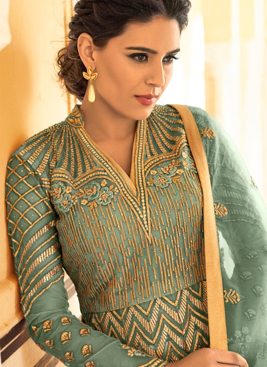 Sea Green Net Abaya Style Anarkali For Indian Weddings Highness 15102D Color By Glossy SC/015101