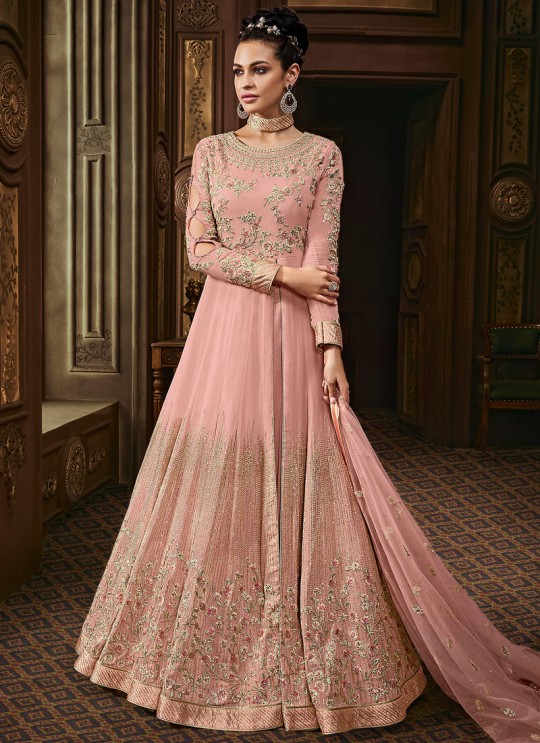 Pink Georgette Abaya Style Anarkali For Wedding Ceremony Majesty 15003 By Glossy SC/015009