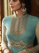Blue Net Abaya Style Anarkali For Wedding Ceremony Majesty 15010 By Glossy SC/015016