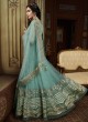 Blue Net Abaya Style Anarkali For Wedding Ceremony Majesty 15010 By Glossy SC/015016