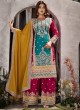 Teal Blue Pure Chinnon Real Mirror Palazzo Salwar Kameez Lohri By Gulzar 2063 Teal Blue Pure Chinnon Real Mirror Palazzo Salwar Kameez Lohri By Gulzar 2063