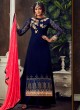 Mahika By Hotlady 6506 Navy Blue GeorgetteWedding Wear Straight Cut Suit