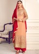 Mishti 3rd By Hotlady 6136 Peach  GeorgetteWedding Wear Straight Cut Suit